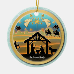 Décoration En Céramique Nativité de Noël Bébé Jésus dans la scène Manger