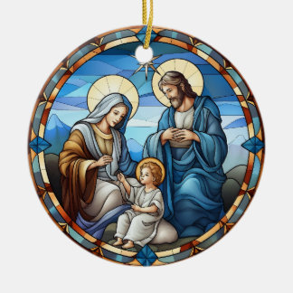 Décoration En Céramique Nativité de Noël Famille Sainte