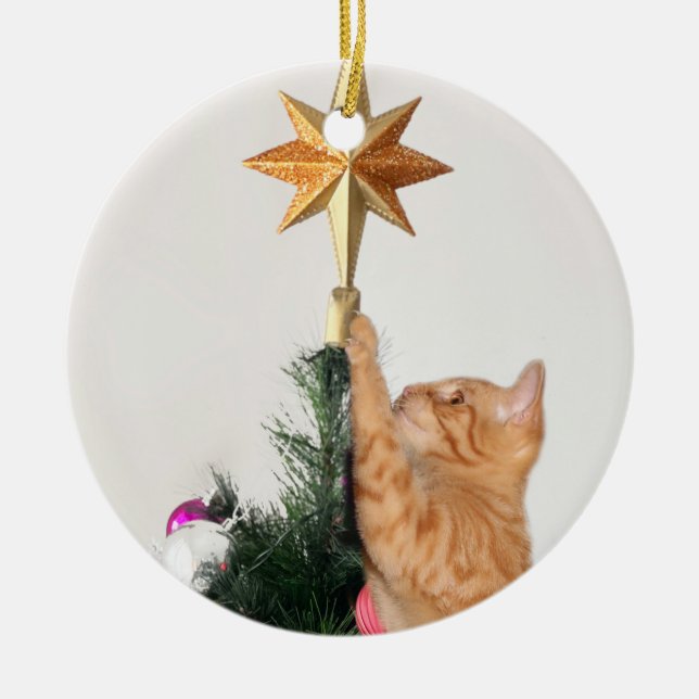 Décoration En Céramique Naughty tabby orange Noël (Devant)