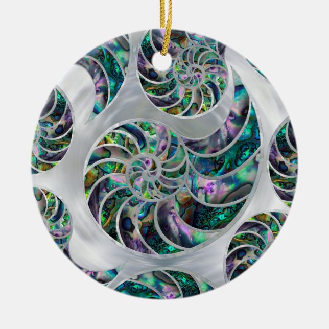 Décoration En Céramique Nautilus Shell Abalone et Pearl (Devant)