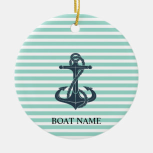 Décoration En Céramique Nautique, Ancre, Bandes vertes à la menthe