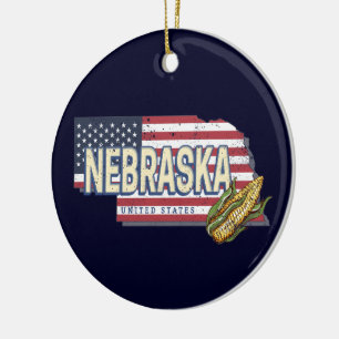 Décoration En Céramique Nebraska États-Unis Retro State Map Vintage USA