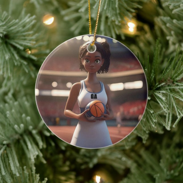 Décoration En Céramique Netball Girl, (Arbre)