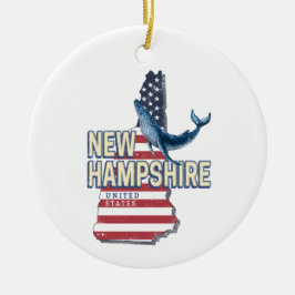 Décoration En Céramique New Hampshire États-Unis Retro State Map