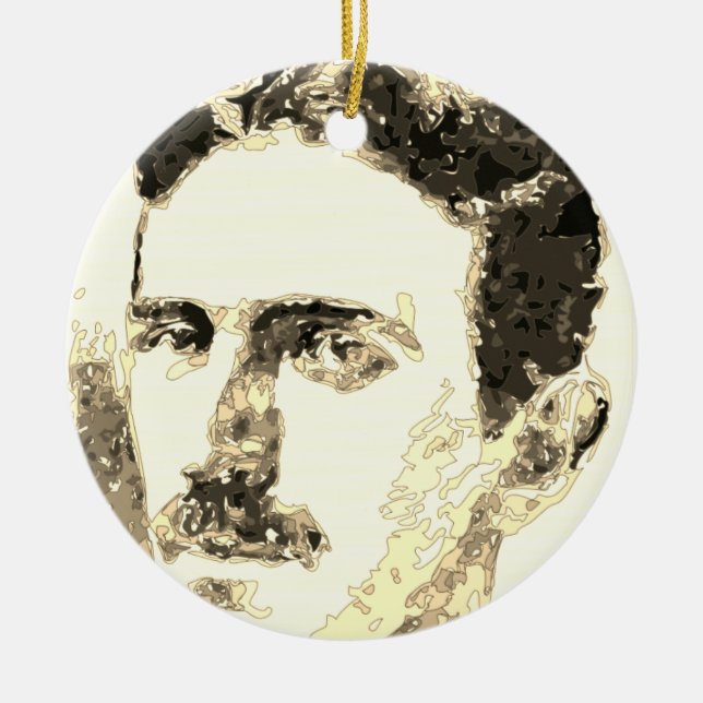 Décoration En Céramique Nikola Tesla Dessin À Sepia (Devant)