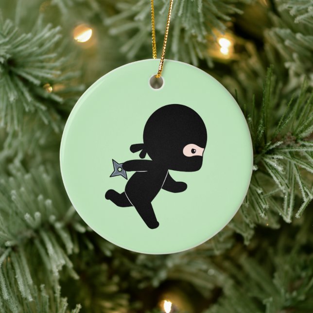 Décoration En Céramique Ninja minuscule en vert (Arbre)