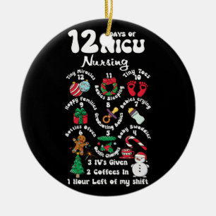 Décoration En Céramique Noël 12 Jours De NICU Unité Infirmière Funny NICU 