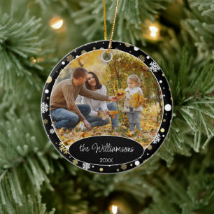 Décoration En Céramique Noël 2025 avec photo de famille personnalisée