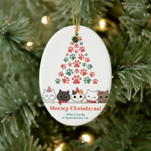 Décoration En Céramique Noël à la Meowy Cat