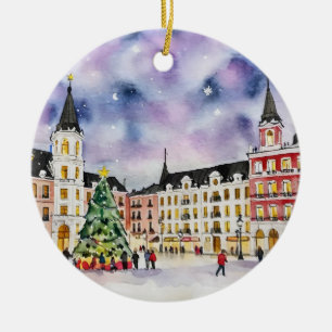 Décoration En Céramique Noël à Madrid Espagne Aquarelle