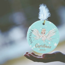 Décoration En Céramique Noël Angel Etoiles Photo Bleu rose mignonne