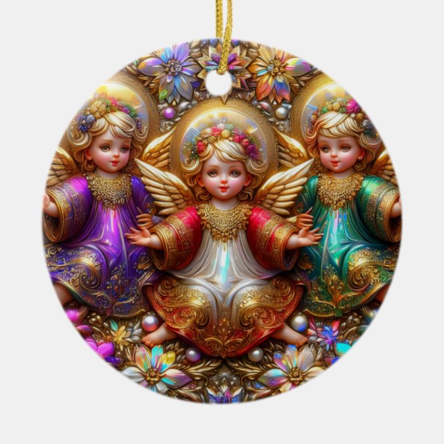 Décoration En Céramique NOËL ~ Anges 19e siècle ~ (Devant)