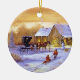 Décoration En Céramique Noël au Cabine