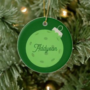 Décoration En Céramique Noël au pickleball vert personnalisé