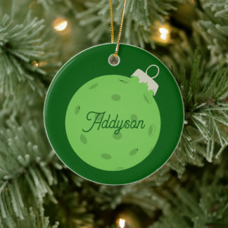 Décoration En Céramique Noël au pickleball vert personnalisé