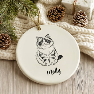 Décoration En Céramique Noël avec un chat Ragdoll personnalisé