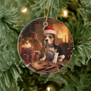 Décoration En Céramique Noël Beagle, Cadeau pour amateur de Beagle de la p