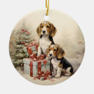 Décoration En Céramique Noël Beagle vintage