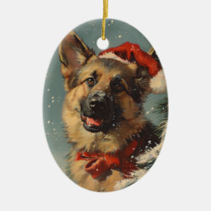 Décoration En Céramique Noël berger allemand