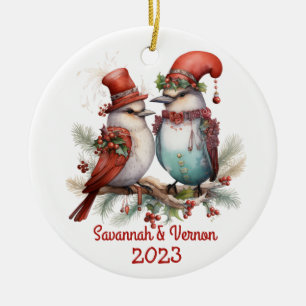 Décoration En Céramique Noël Birds Couple