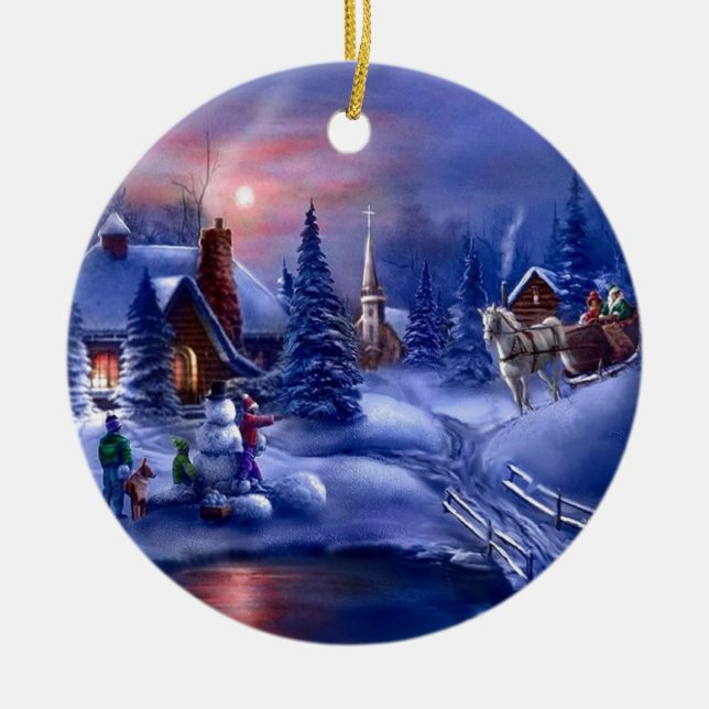 Décoration En Céramique Noël blanc (Devant)