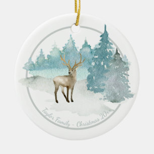 Décoration En Céramique Noël Bois personnalisé Cerf d'hiver