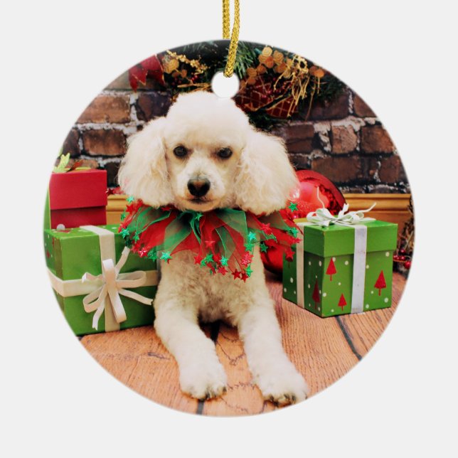 Décoration En Céramique Noël - caniche - Riley (Devant)