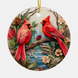 Décoration En Céramique Noël Cardinal Rouge Personnalisé
