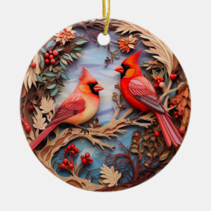 Décoration En Céramique Noël Cardinal Rouge Personnalisé