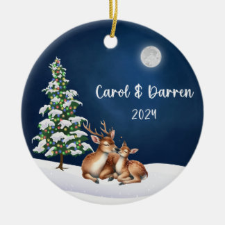 Décoration En Céramique Noël Cerf en amour