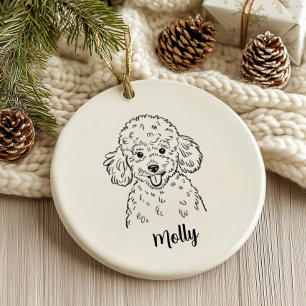 Décoration En Céramique Noël Chien Caniche Personnalisé