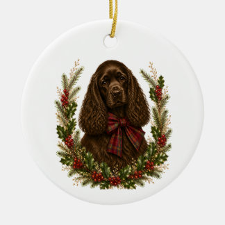 Décoration En Céramique Noël Chocolat Cocker Spaniel Vintage