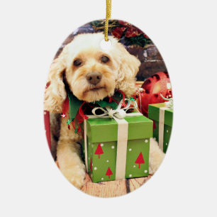 Décoration En Céramique Noël - Cockapoo - remorque