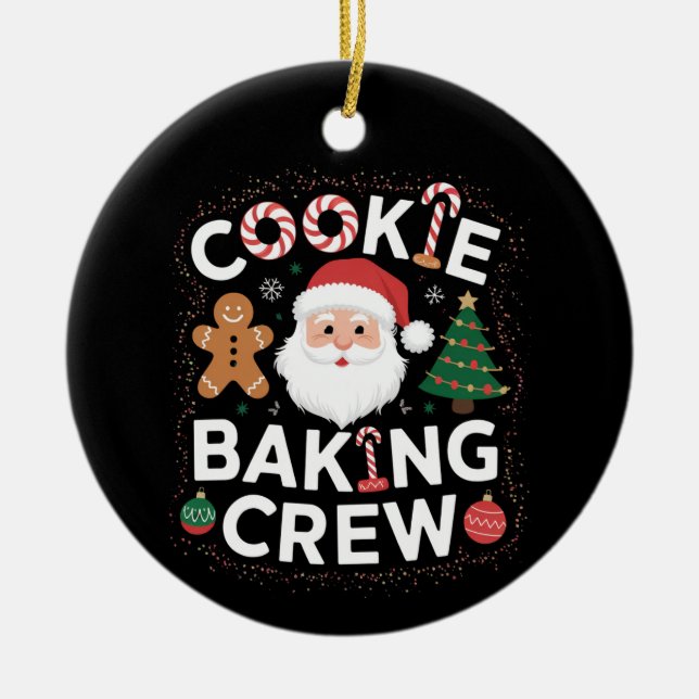 Décoration En Céramique Noël Cookie Baking Crew Famille Noël (Devant)