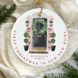 Décoration En Céramique Noël Dans Nouvelle Maison Aquarelle Porte Noire Wr