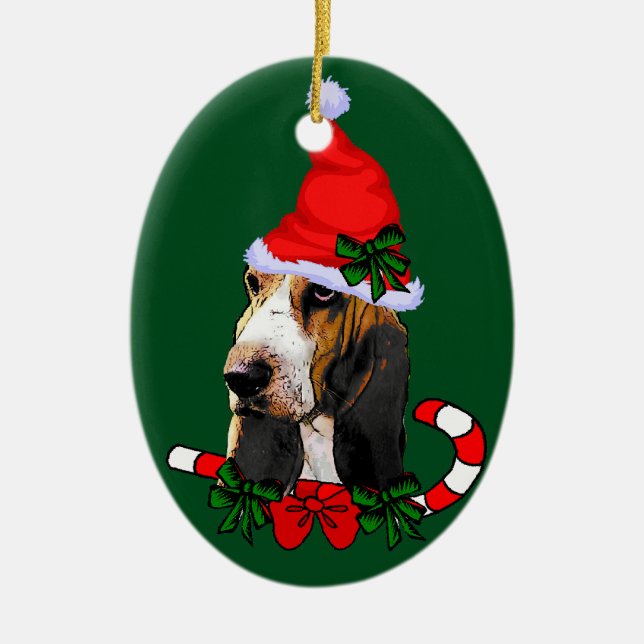 Décoration En Céramique Noël de Basset Hound (Devant)