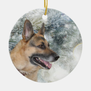 Décoration En Céramique Noël de berger allemand