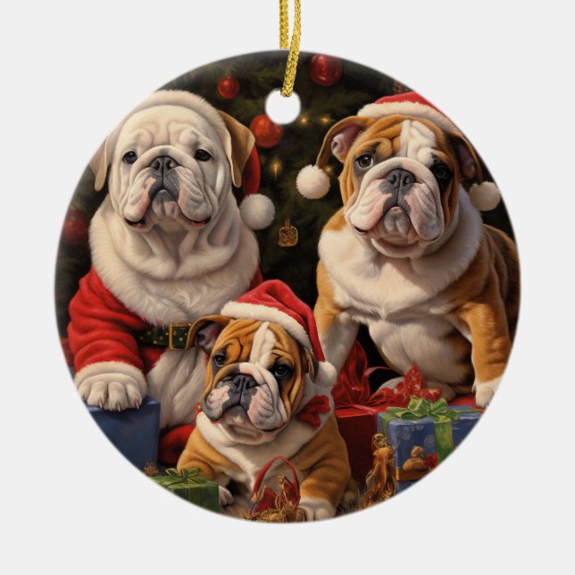 Décoration En Céramique Noël de Bulldog anglais (Devant)