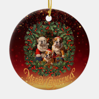 Décoration En Céramique Noël de Bulldog anglais