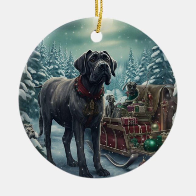 Décoration En Céramique Noël de Cane Corso, cadeau de mémorial de chien, a (Devant)