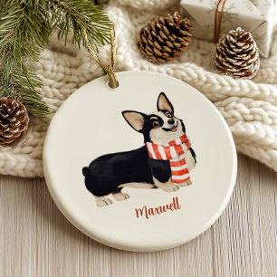 Décoration En Céramique Noël de Chien de Corgi