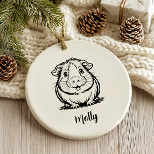 Décoration En Céramique Noël de cochon d'Inde personnalisé