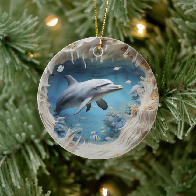 Décoration En Céramique Noël de dauphin sous-marin 3D (Arbre)