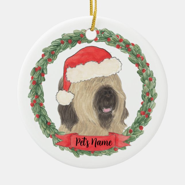 Décoration En Céramique Noël de la Briard personnalisée (Devant)