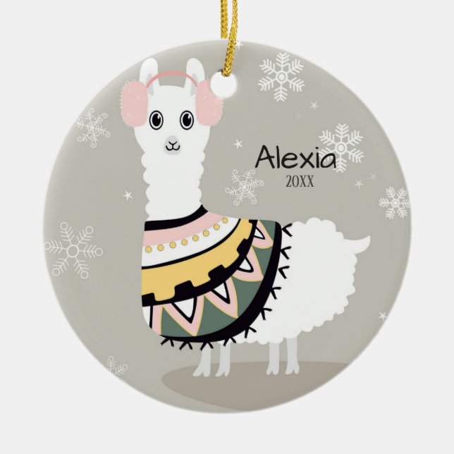 Décoration En Céramique Noël de la Cute Llama (Devant)
