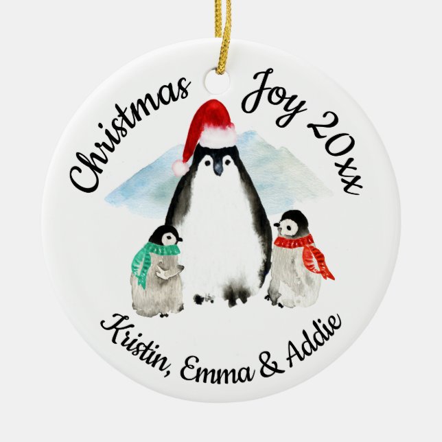 Décoration En Céramique Noël de la famille Penguin (Devant)