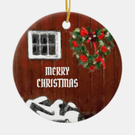 Décoration En Céramique Noël de la grange rouge