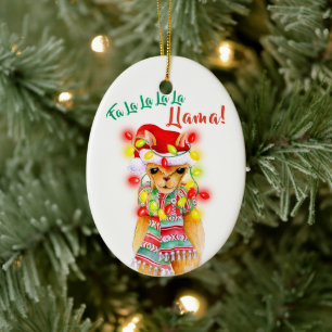 Décoration En Céramique Noël de lama de La de La de La de La de fa