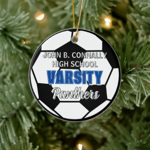 Décoration En Céramique Noël de l'équipe de soccer universitaire bleu pers