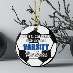 Décoration En Céramique Noël de l'équipe de soccer universitaire bleu pers
